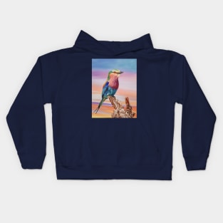 Lilac-breasted Roller Bird Painting Kids Hoodie